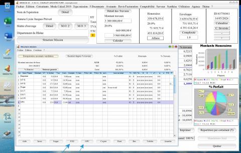 amélioration des estimations EXE et OPC dans la structure de mission du logiciel de proposition d'honoraires de maîtrise d'oeuvre Médicis Mac et PC v26.14