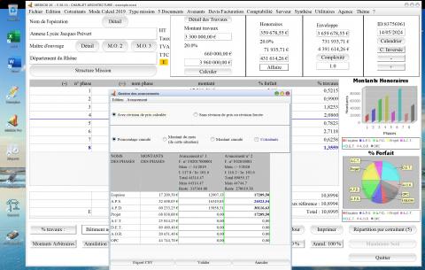 amélioration de la gestion des avancements du logiciel de facturation des honoraires Architectes Médicis Mac et PC v26.14