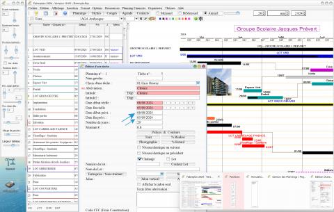 amélioration de la gestion des dates prévisionnelles des tâches du logiciel de planning chantier et d'Architecture Faberplan Mac et PC v19.05