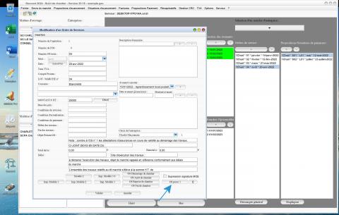 amélioration de la gestion des ordres de service personnalisés du logiciel de suivi de chantier Gescant Mac et PC v20.18