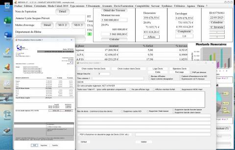Capture du logiciel Médicis Mac et PC version 27.12 illustrant l’amélioration de la gestion des paramètres dans le modèle 1 des devis pour la maîtrise d’œuvre