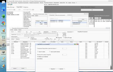 Capture d'écran de l'amélioration des imports de quantités réalisées ou pourcentages d'avancement dans les propositions détaillées du logiciel de suivi de chantier Gescant pour Mac et PC, version 2205, destiné aux architectes et professionnels de la maîtrise d'œuvre