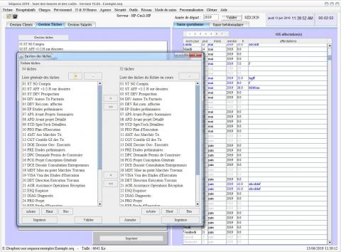 gestion des tâches du pointage des heures Séquora pour Mac et PC v15.04