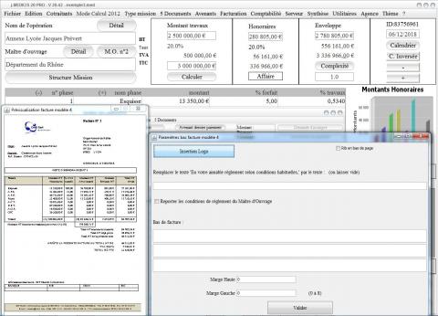 modèle 4 de facture de la gestion et facturation des honoraires pour architecte Médicis Mac et PC