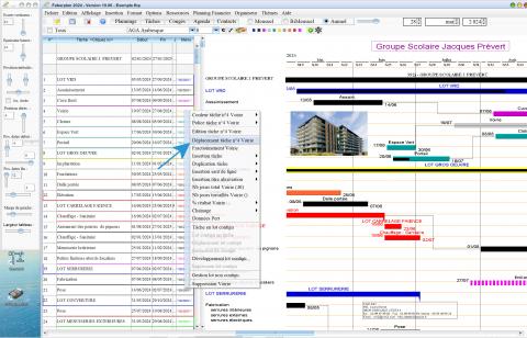 nouveau bouton déplacement tâche du logiciel de planning chantier et d'Architecture Mac et PC Faberplan 19.06