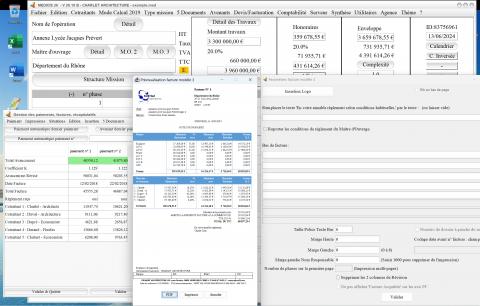 nouveau pdf automatique du modèle 3 de facture avec cotraitants du logiciel de facturation d"honoraires Architecte Médicis Mac et PC v26.18