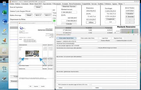 nouvel import photo sur le modèle 3 de devis du logiciel de proposition d'honoraires de maîtrise d'oeuvre Médicis Mac et PC v26.14