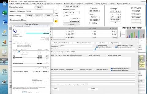 nouvelle colonne désignation modèle 1 devis des propositions d'honoraires de Maîtrise d'oeuvre Médicis Mac et PC v26.31