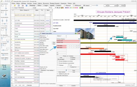 nouvelle édition simplifiée date de début de tâche du logiciel de planning de chantier et d'architecture Faberplan Mac et PC v19.07