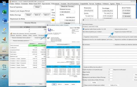 nouvelle gestion des données de maîtrise d'oeuvre du modèle 11 B de facture du logiciel de facturation d'honoraires Architecte Médicis Mac et PC v26.30