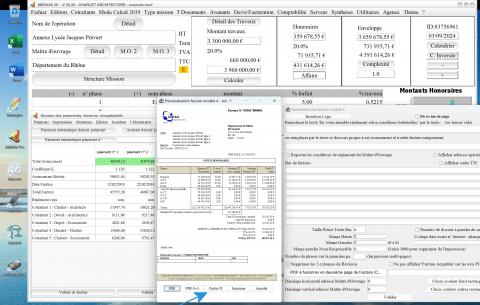 nouvelle numérotation automatique des factures électroniques facture x du modèle 4 de facture logiciel facturation d'honoraires Architecte Médicis Mac et PC v26.26