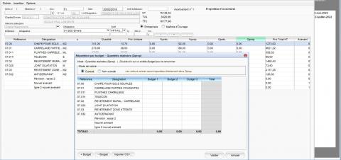 Capture d'écran du nouvel import par budget ou lieu d'exécution des quantités réalisées dans le logiciel de suivi de chantier Gescant pour Mac et PC, version 2203, destiné aux architectes et professionnels de la maîtrise d'œuvre  Title : Nouvel import par budget ou lieu d'exécution quantités réalisées - Gescant v2203