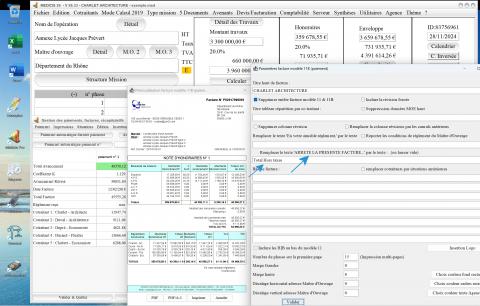 nouvelle possibilité de modification du libellé total ht modèle 11 B de facture du logiciel facturation d'honoraires maîtrise d'oeuvre Médicis Mac et PC v26.33