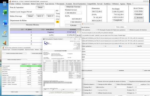 Capture d'écran de la nouvelle gestion des cotraitants et des révisions sur le modèle 5 de situation dans le logiciel de facturation d'honoraires de maîtrise d'œuvre Médicis, version 2802, destiné aux architectes, bureaux d'études et professionnels de la maîtrise d'œuvre