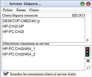 mode client serveur du pointage des heures Séquora pour Mac OS X et PC Windows